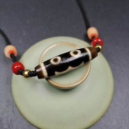 3 Eyes Dzi Bead Amulet,Protection Jewelry - Tibetan dzi bead, view 5