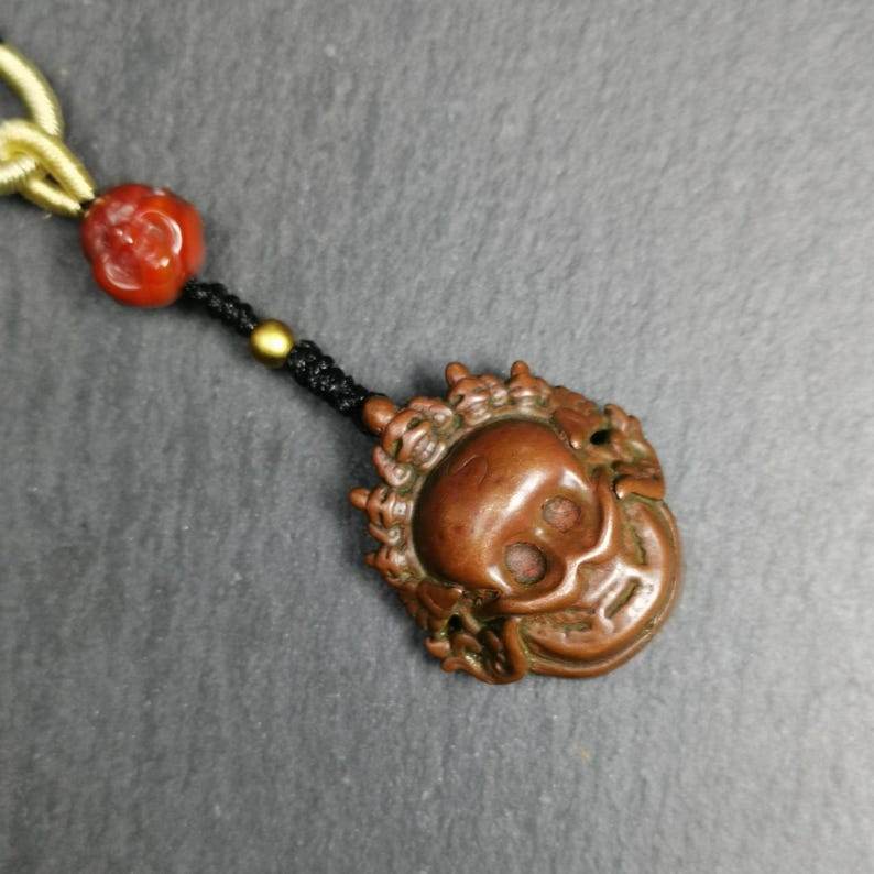 Gau Box Amulet,Ghau Shrine,Altar Necklace - Tibetan Buddhist bead necklace, detailed view