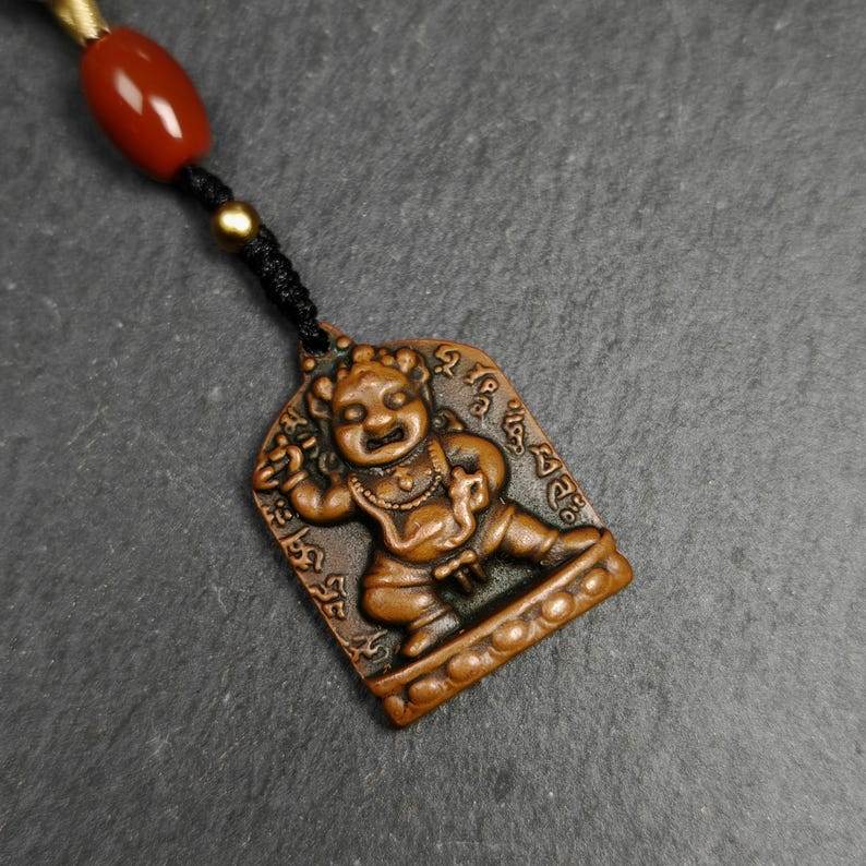 Statue Pendant,Vajrapani Amulet Badge - Tibetan Buddhist amulet, front view