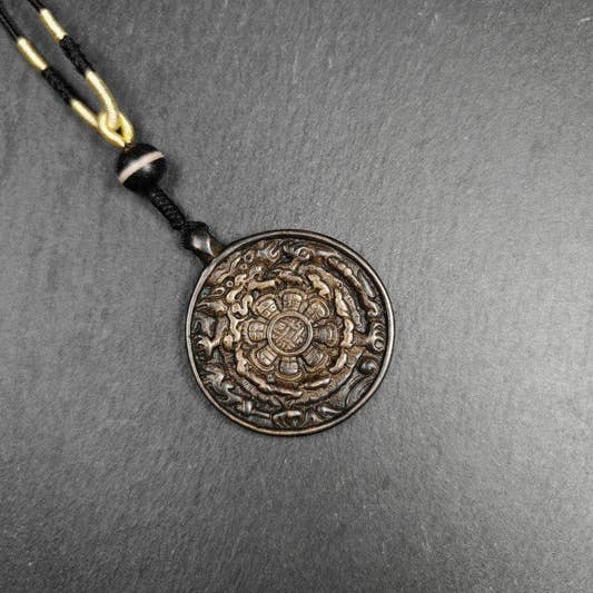 Calendar Amulet Sipaho Badge - Melong Mirror,43mm - Tibetan Buddhist amulet, front view