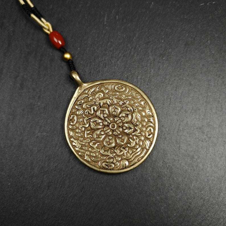 Mandala Flower Amulet Melong Mirror Pendant