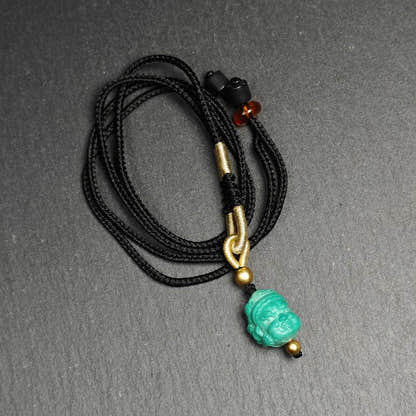 Turquoise Mahakala Amulet - Tibetan Buddhist amulet, detailed view