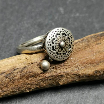 Silver Prayer Wheel Ring - Tibetan Buddhist art, view 4