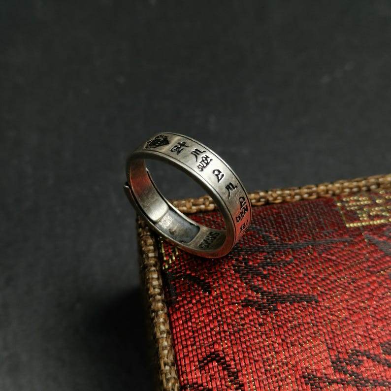 Silver Ring - Tibetan Buddhist art, view 4