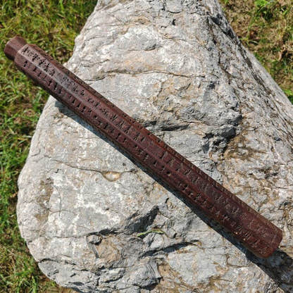 Zanpar Wooden Mold Stick - Tibetan Buddhist art, close-up detail