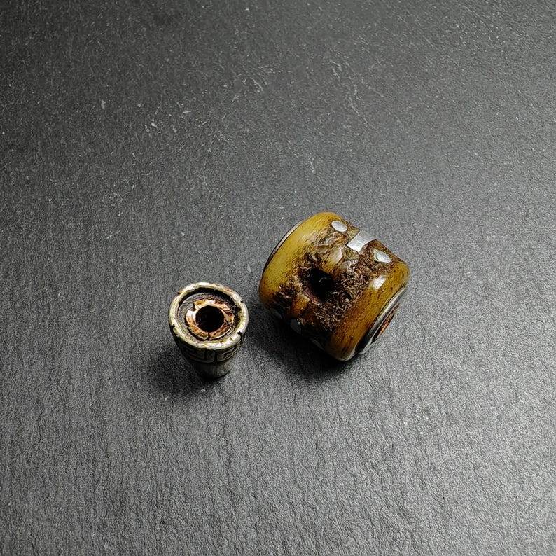 T-drilled 3-Hole Connector Bead - Tibetan Buddhist art, view 7