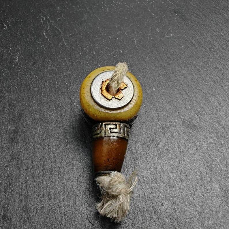 T-drilled 3-Hole Connector Bead - Tibetan Buddhist art, view 5