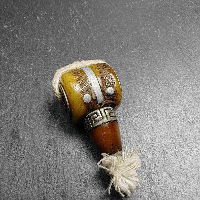 T-drilled 3-Hole Connector Bead - Tibetan Buddhist art, view 4