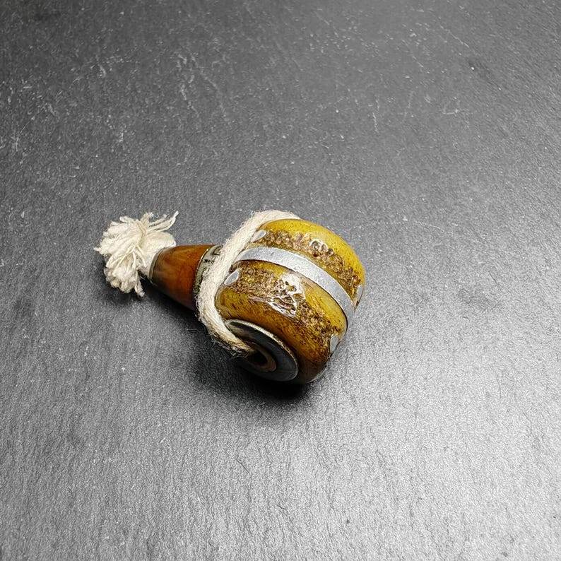 T-drilled 3-Hole Connector Bead - Tibetan Buddhist art, view 6