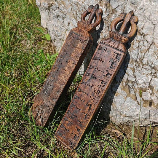 Buddhist Zanpar Wooden Mold Stick - Tibetan Buddhist art, front view