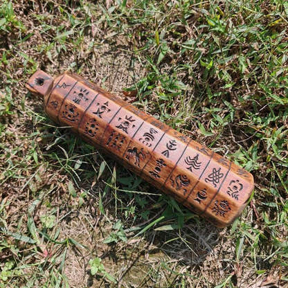 Zanpar Wooden Mold Stick - Tibetan Buddhist art, detailed view
