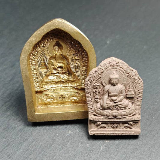 Shakyamuni Tsa Tsa Mold,5cm Height - Tibetan tsa tsa mold, front view