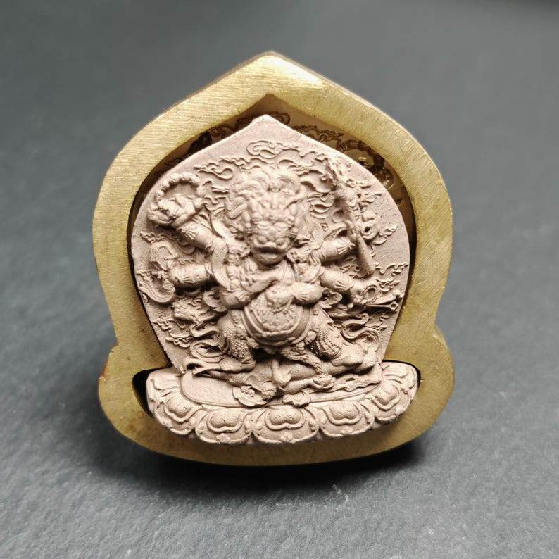Mahakala Tsa Tsa Mold,4.5cm Height - Tibetan tsa tsa mold, close-up detail