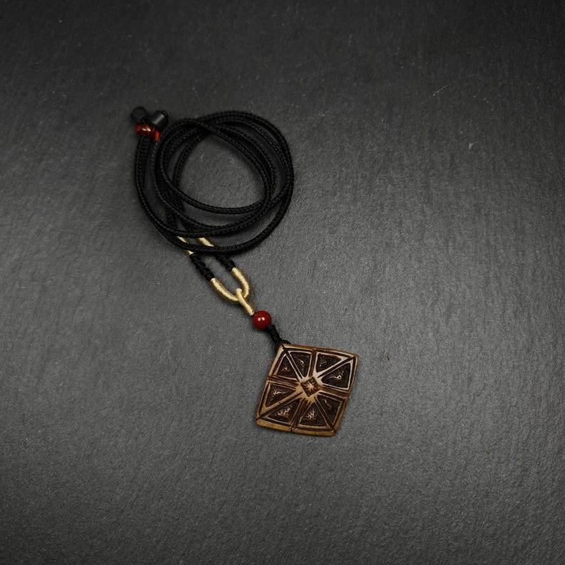 Vajra Mandala Kapala Pendant 38mm - Tibetan Buddhist vajra, close-up detail
