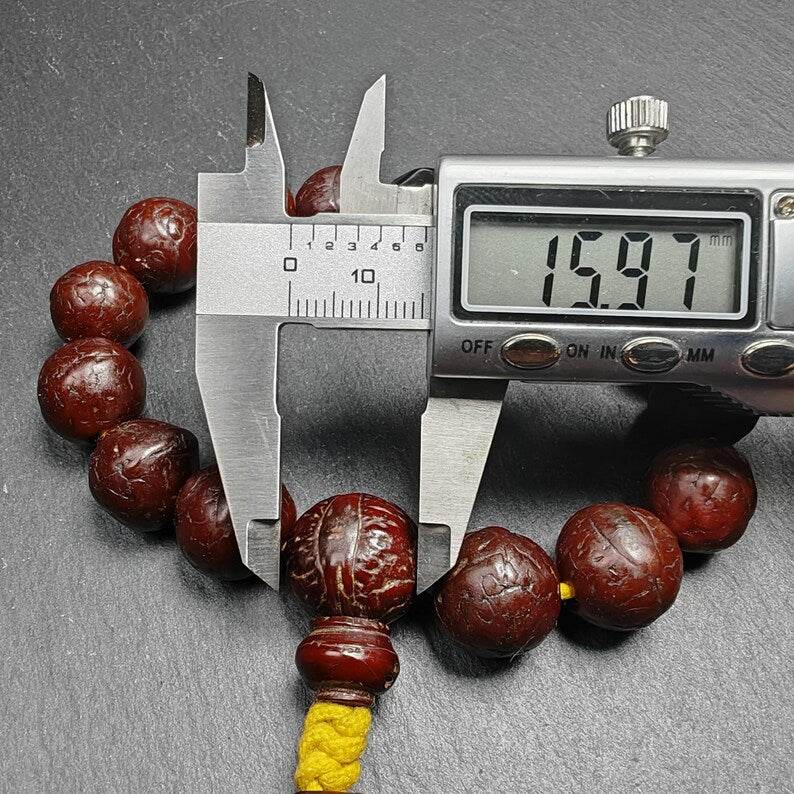 Bodhi Seed Beads Wrist Mala - 14mm - Tibetan Buddhist mala beads, view 9