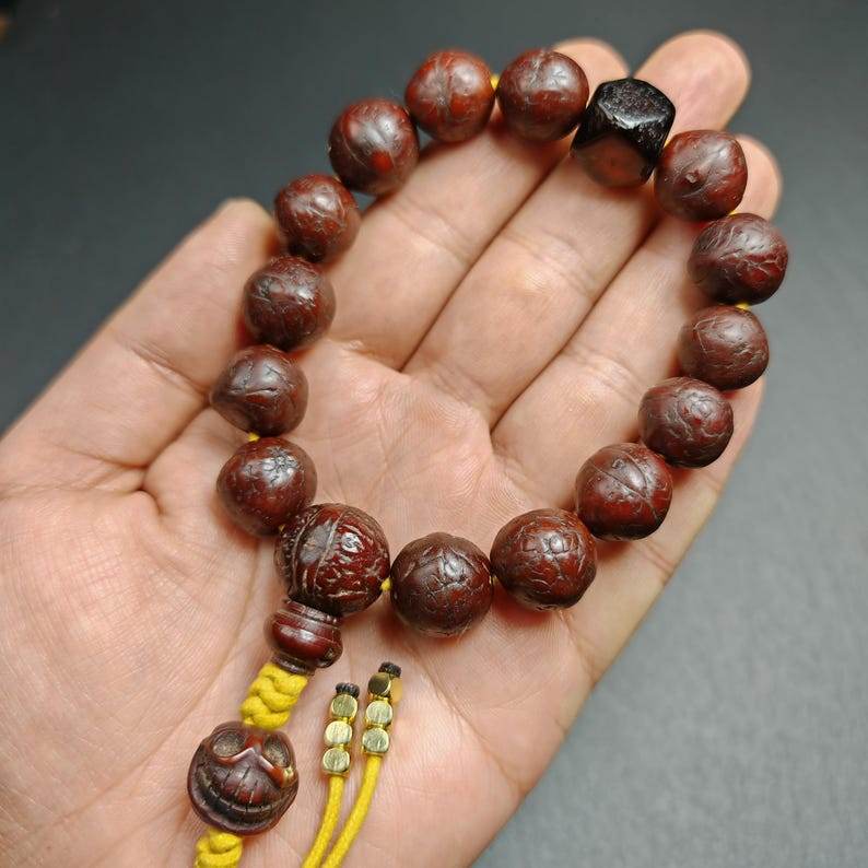 Bodhi Seed Beads Wrist Mala - 14mm - Tibetan Buddhist mala beads, view 6