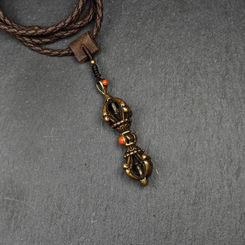Vajra Dorje Amulet - 2.0 Inches - Tibetan Buddhist amulet, view 4