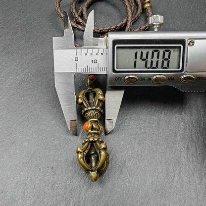 Vajra Dorje Amulet - 2.0 Inches - Tibetan Buddhist amulet, size reference