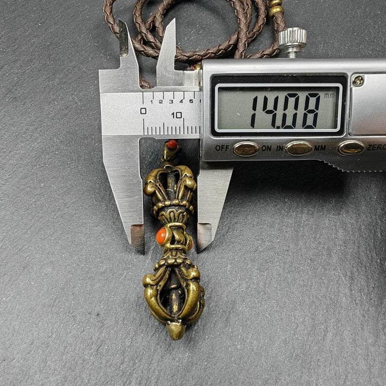 Vajra Dorje Amulet - 2.0 Inches - Tibetan Buddhist amulet, size reference