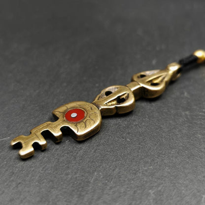 Antique Tibetan Amulet,The Key of Heart Pendant, Gandhanra Handmade Himalayan Style Pendant,Lucky Charm,Made of Lima Brass