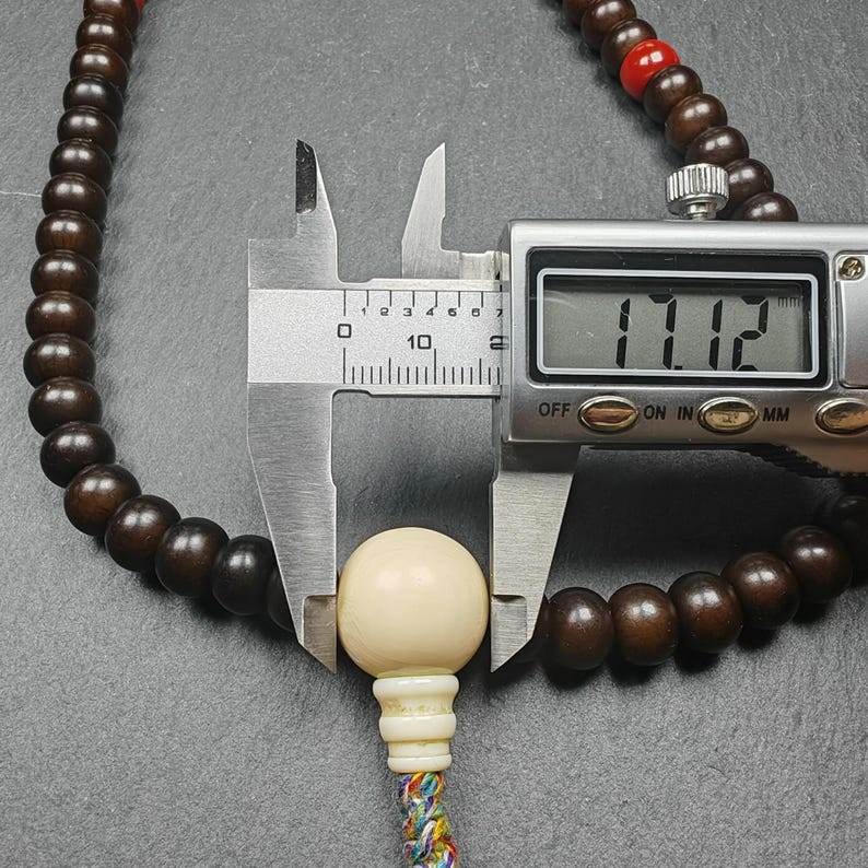 Prayer Beads,9.6mm Bodhi Root Bead Mala - Tibetan Buddhist mala beads, size reference