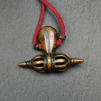 Authentic Old Citipati Skull Vajra Amulet,Gandhanra Tibetan Buddhism Protective Chram,Spiritual Necklace,53×38mm