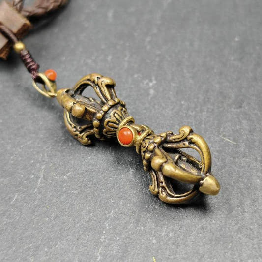Vajra Dorje Amulet - 2.0 Inches - Tibetan Buddhist amulet, front view