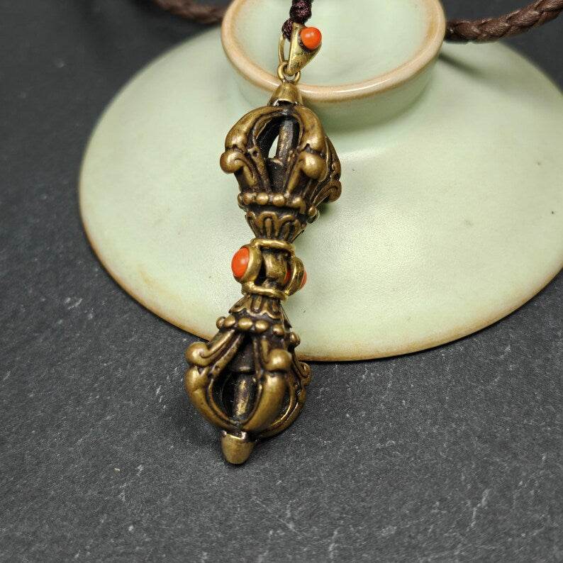 Vajra Dorje Amulet - 2.0 Inches - Tibetan Buddhist amulet, view 6