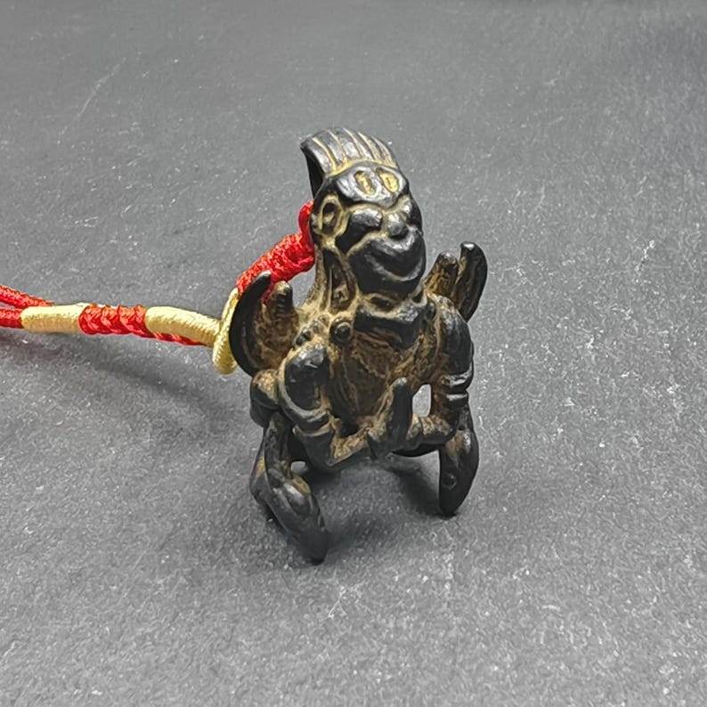 Garuda Amulet, Tibetan Buddhist Pendant,Golden-winged Bird - Tibetan Buddhist amulet, front view