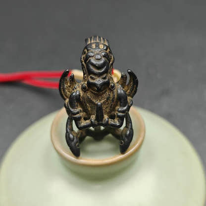 Garuda Amulet, Tibetan Buddhist Pendant,Golden-winged Bird - Tibetan Buddhist amulet, size reference