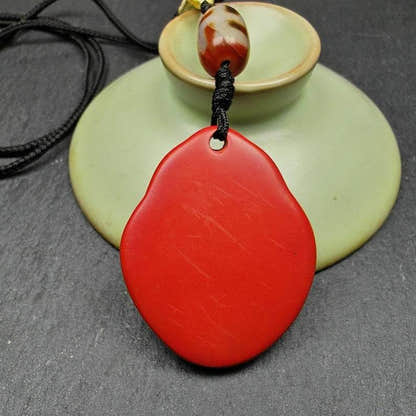 Old Cinnabar Mahakala Amulet with Dzi Bead - Tibetan dzi bead, view 6