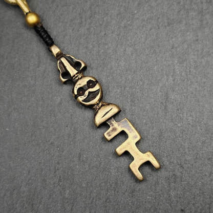 Tibetan Amulet,The Key of Heart Pendant,Lima Brass - Tibetan Buddhist amulet, front view