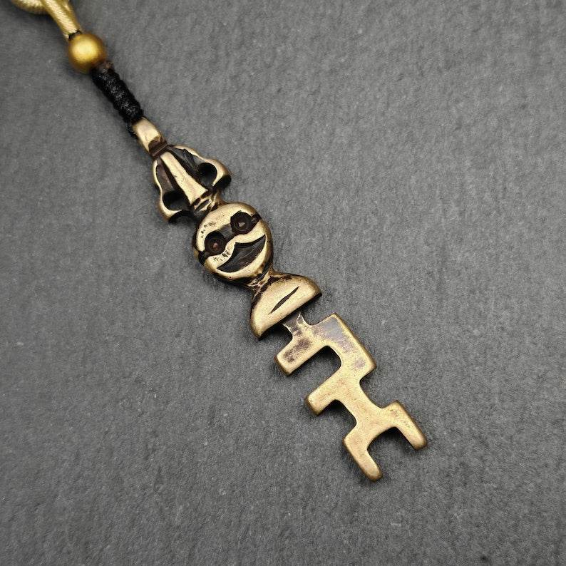 Tibetan Amulet,The Key of Heart Pendant,Lima Brass - Tibetan Buddhist amulet, front view