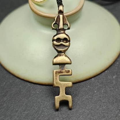 Tibetan Amulet,The Key of Heart Pendant,Lima Brass - Tibetan Buddhist amulet, close-up detail