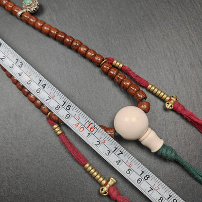 Tibetan 9+mm 108 Rudraksha Rosary, Old Necklace Mala