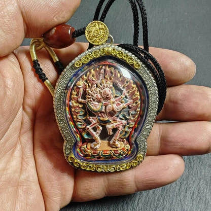 Tibetan Gau Ghau Shrine,Citipati Skull Lords Amulet - Tibetan Buddhist amulet, view 5