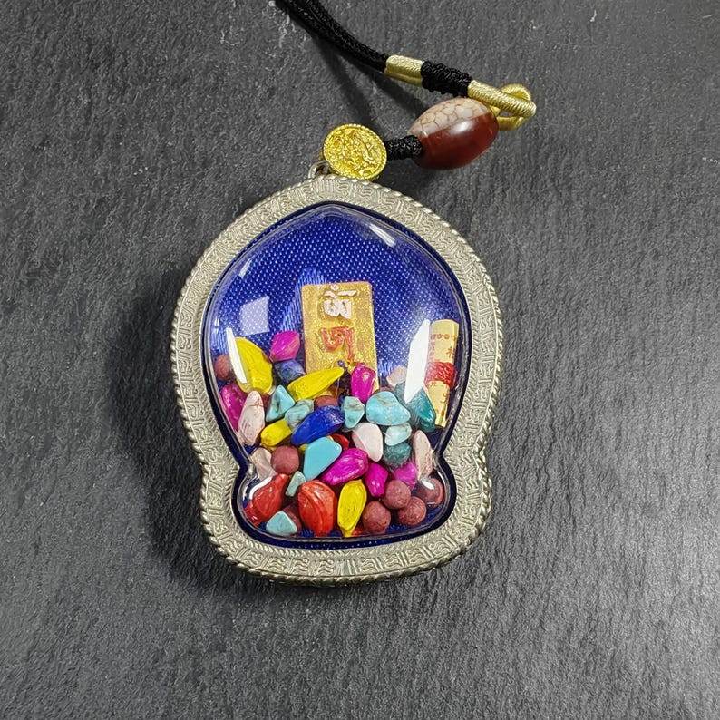 Tibetan Gau Ghau Shrine,Citipati Skull Lords Amulet - Tibetan Buddhist amulet, view 4