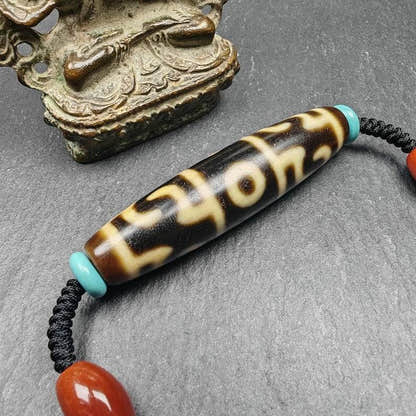 Tibetan Dzi Neckalce,Guru Rinpoche Three Realms Dzi Bead,53 - Tibetan dzi bead, view 5