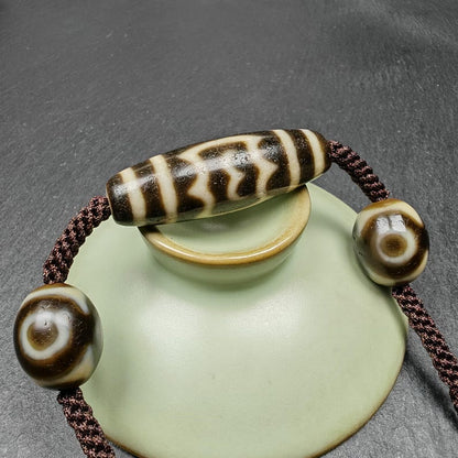 Tibetan Dzi Necklace - Garuda Dzi + 3 Eyes Dalo Dzi Amulet