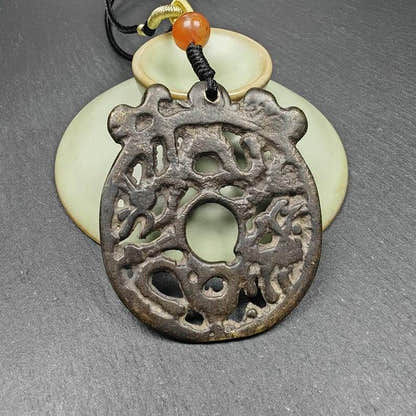 Thokcha Dragon Prayer Wheel,Dharma Chakra Pendant,43mm - Tibetan Buddhist art, close-up detail
