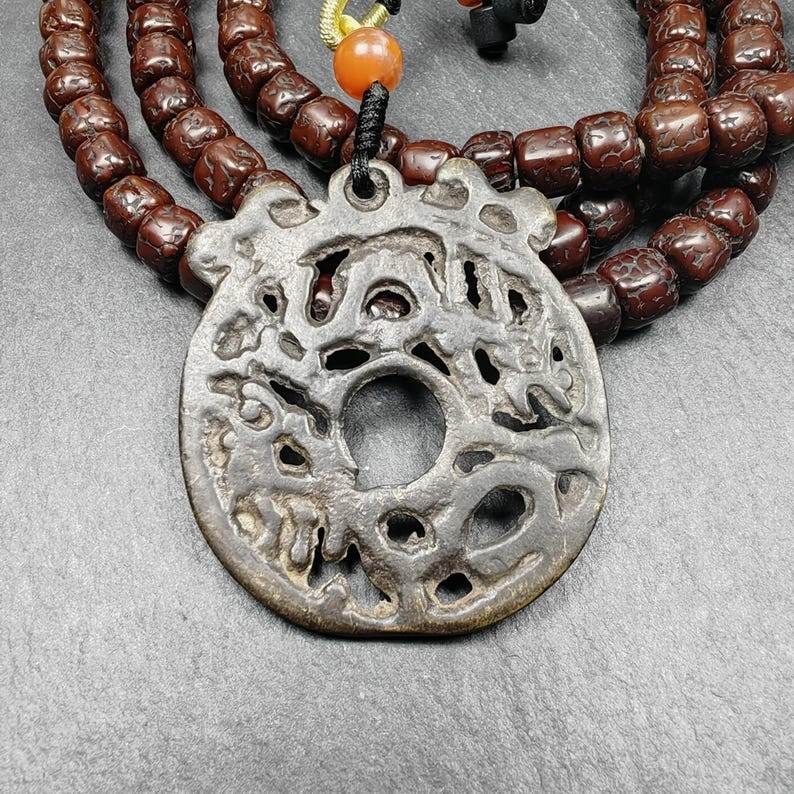Thokcha Dragon Prayer Wheel,Dharma Chakra Pendant,43mm - Tibetan Buddhist art, view 7
