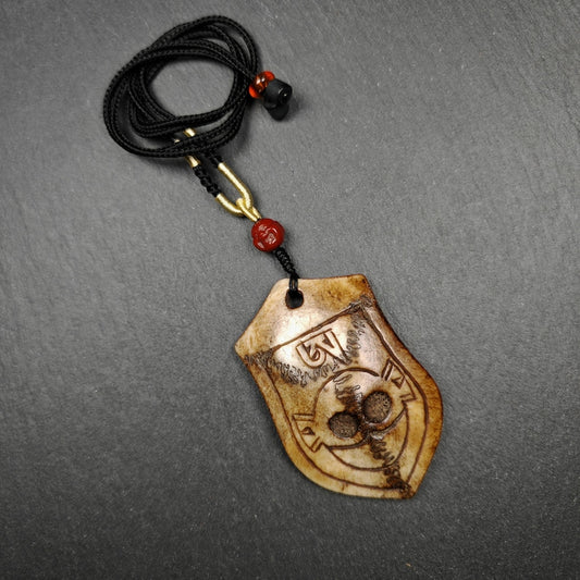 Citipati Master Pendant,Deer Skull Bone Kapala Amulet,70mm × 44mm