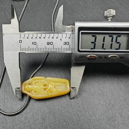 Yak Bone Carved Skeleton Pendant,32mm - Tibetan Buddhist art, size reference