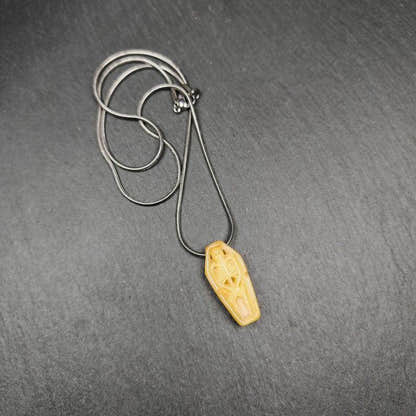 Yak Bone Carved Skeleton Pendant,32mm - Tibetan Buddhist art, front view