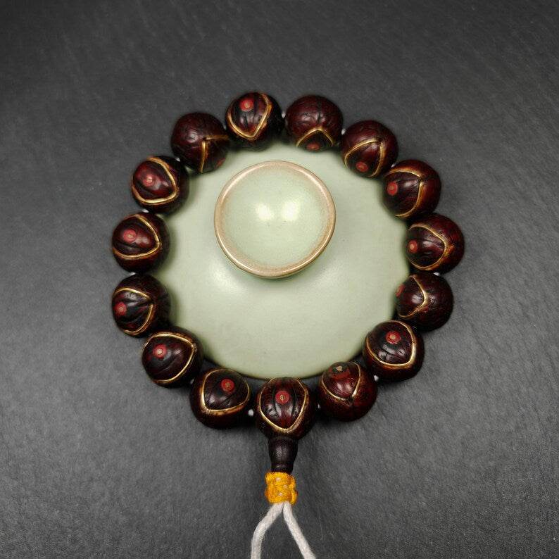 Tibetan Wrist Mala,Old Bodhi Beads Bracelet - Tibetan Buddhist mala beads, view 4