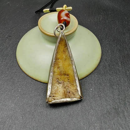 Kapala Amulet Necklace,Silver Framed,50mm - Tibetan Buddhist bead necklace, view 6