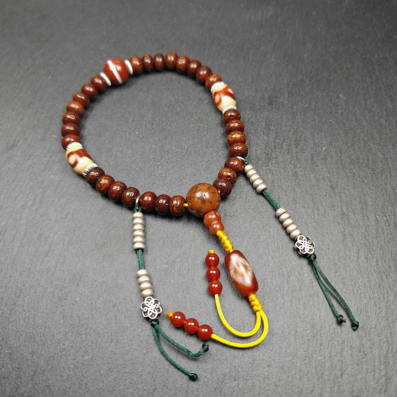 Wrist Mala - 10mm Old Lotus Seed Beads Bracelet