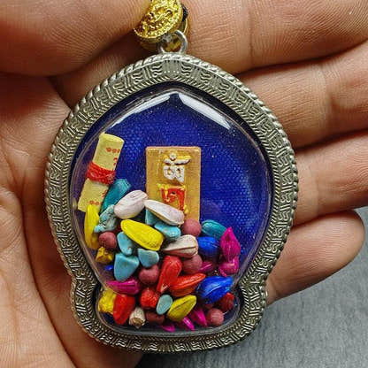 Tibetan Gau Ghau Shrine,Citipati Skull Lords Amulet - Tibetan Buddhist amulet, view 7
