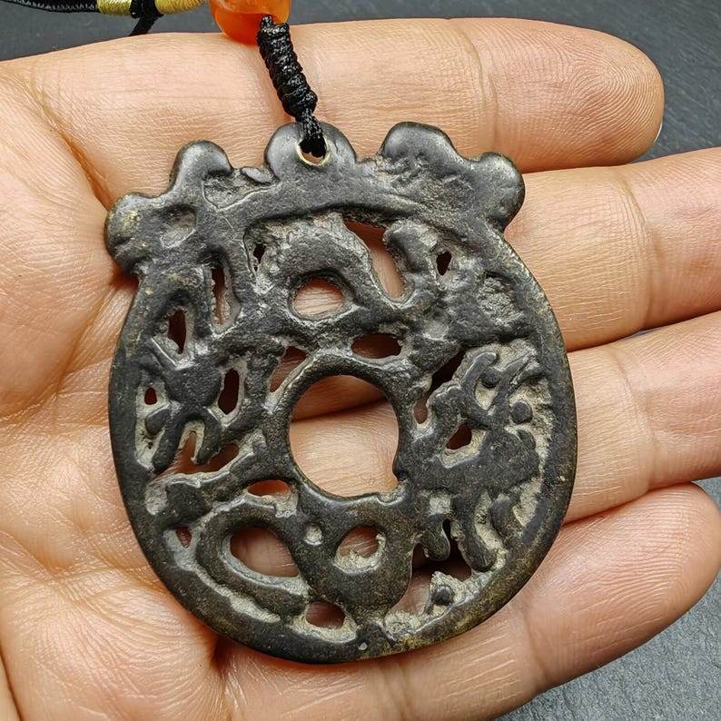 Thokcha Dragon Prayer Wheel,Dharma Chakra Pendant,43mm - Tibetan Buddhist art, view 5