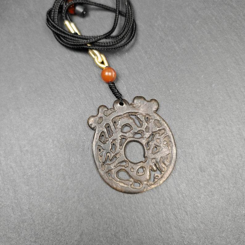 Thokcha Dragon Prayer Wheel,Dharma Chakra Pendant,43mm - Tibetan Buddhist art, view 4